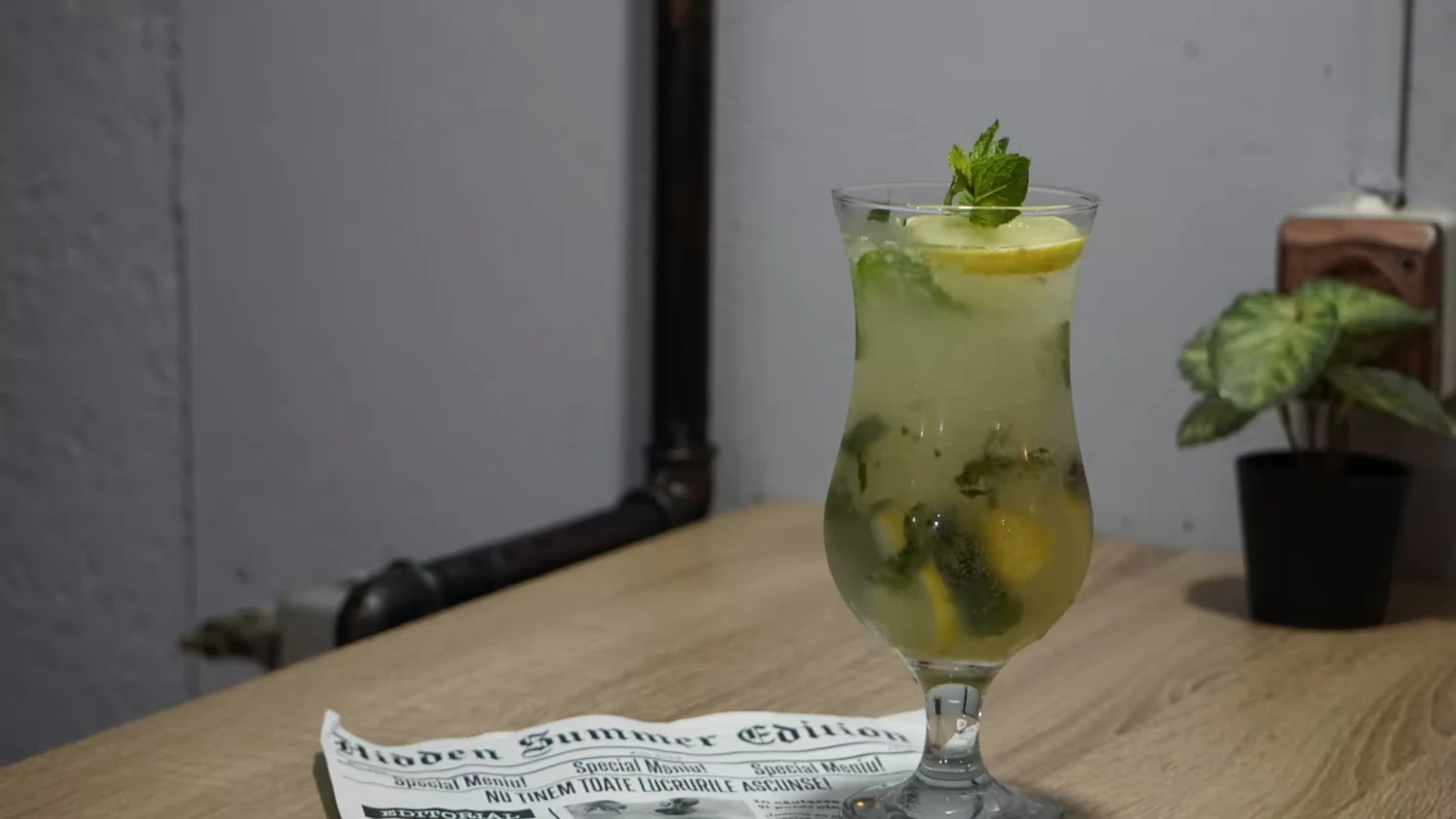a green cocktail